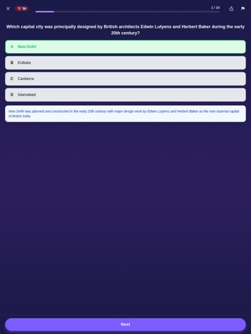 Erudite Quiz Trivia Crac Daily iPad screenshot