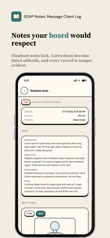 SOAP Notes: Massage Client Log iPhone screenshot