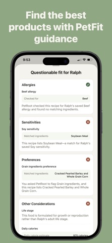 PetRoot: Pet Food Scanner iPhone screenshot