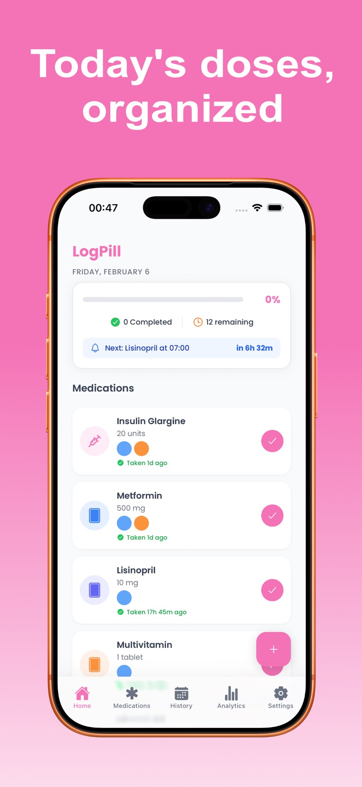 LogPill iphone screenshot 1