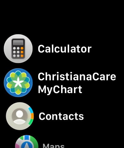 ChristianaCare MyChart: official Apple Watch preview 1 (opens full image in a new tab)