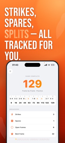 10Pin: Bowling Score Keeper iPhone screenshot