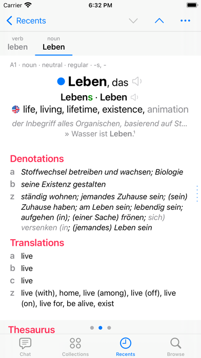 Verbs German Dictionary Screenshot