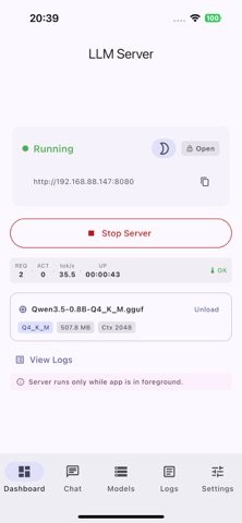LLM Server のスクリーンショット