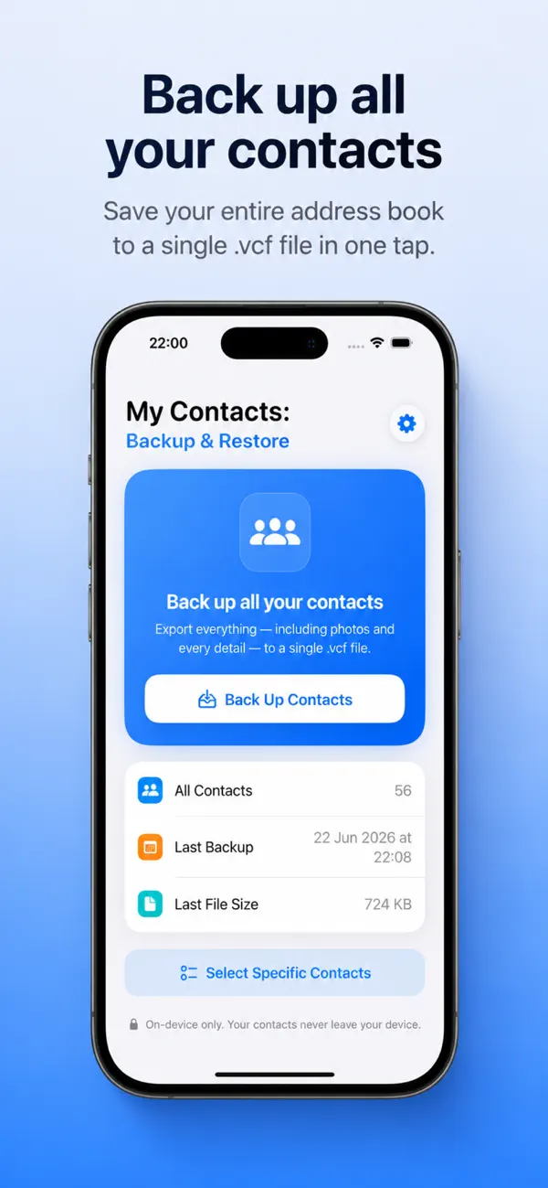 Screenshot #1 pour My Contacts: Backup & Restore
