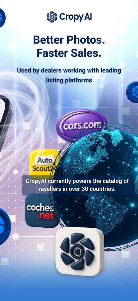 Cropy AI: Car Studio - L'application s'intègre aux principales plateformes de vente mondiales et touche un public dans plus de 30 pays, augmentant la portée des annonces.