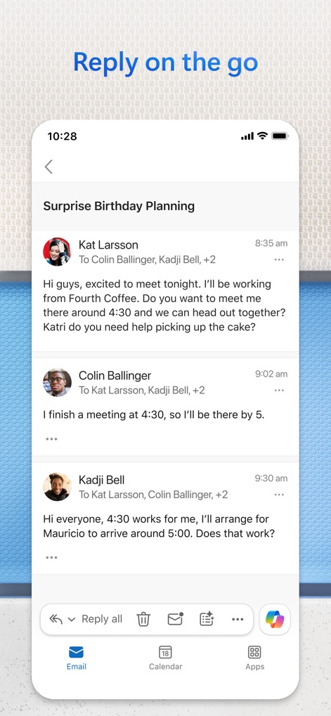 Microsoft Outlook - 移動中に返信