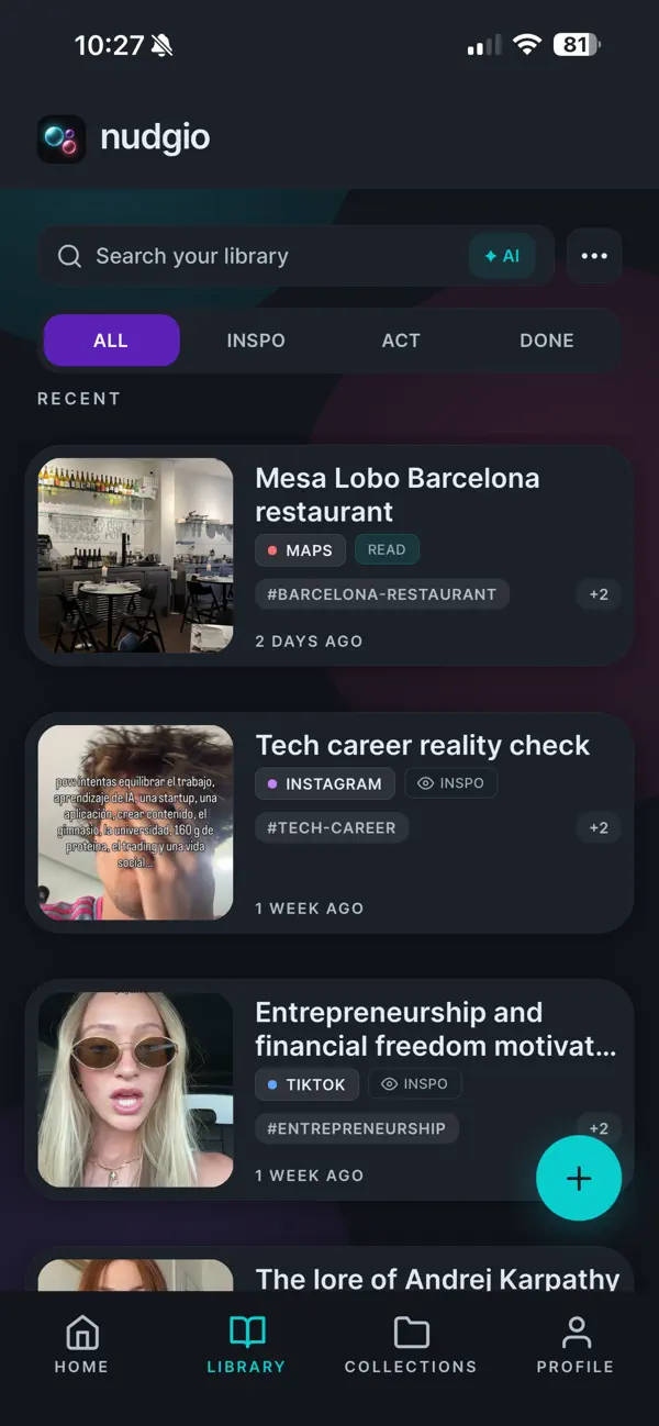 Screenshot #2 pour nudgio: Garde·Organise·Fais-le