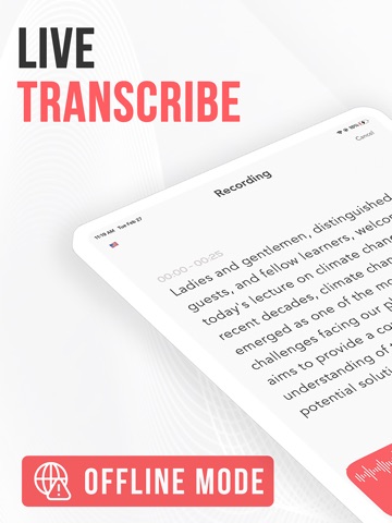 Live Transcribe Voice To Text. iPad screenshot