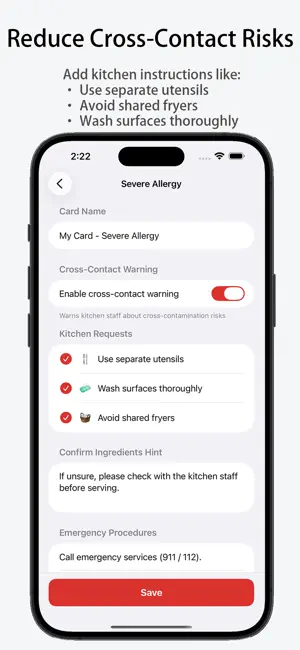 Allergy Info Card: Travel screenshot 3