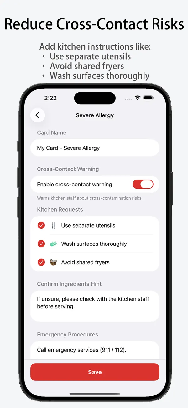 Screenshot #3 pour Allergy Info Card