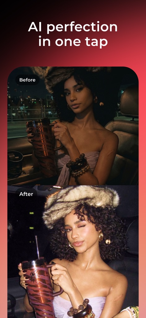 WayShot: AI Cam & Photo Editor - Observe how the app transforms images with a single tap, showcasing a dramatic before-and-after style transformation from ordinary to iconic.