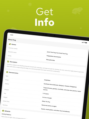Frog Identifier – Frogium iPad screenshot