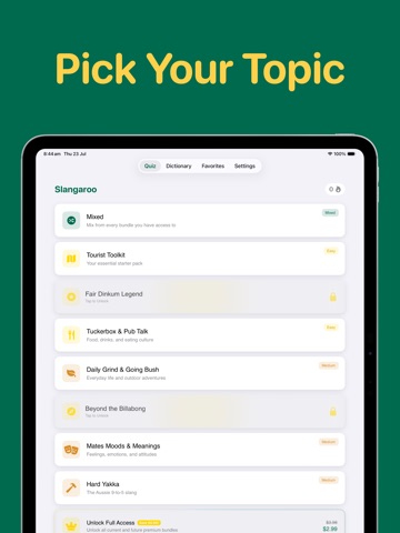 Slangaroo: Aussie Slang Quiz iPad screenshot