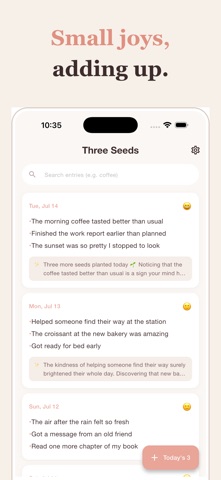 Three Seeds: Gratitude Journal Screenshot 3 of 6
