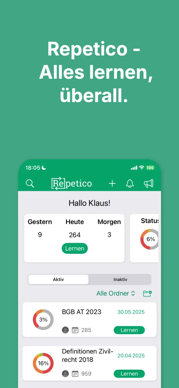Repetico - Karteikarten lernen iPhone App Screenshot 1 – Bildung