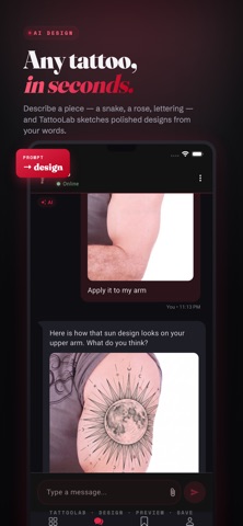AI Tattoo: Design & Try-On iPhone screenshot