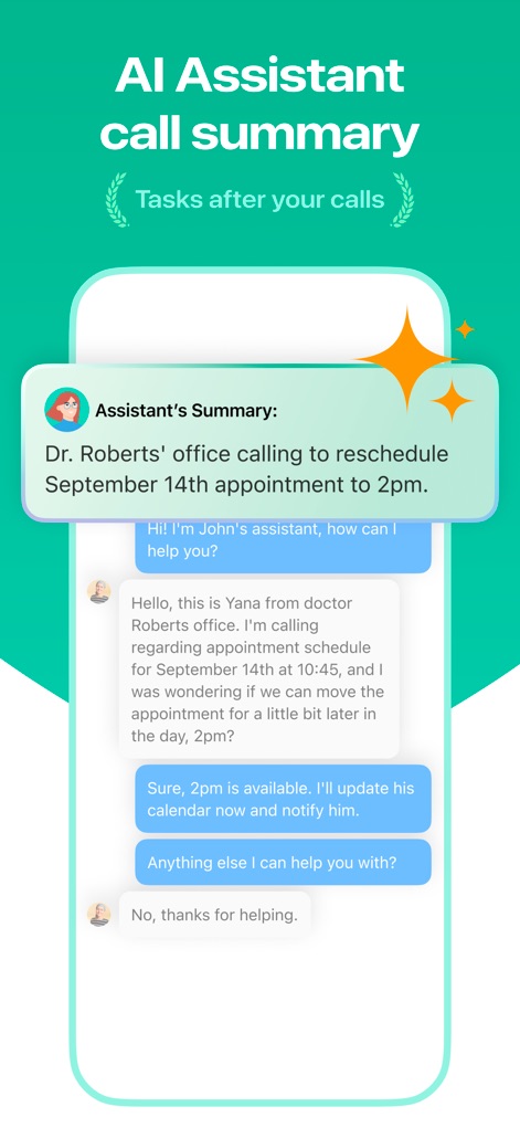 Who: Premium True Caller ID - Observe the AI Assistant generating clear call summaries and engaging in conversational exchanges to handle tasks after your calls.