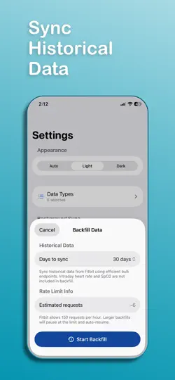 Capture d'écran de Fitness Data Sync sur iPhone 5