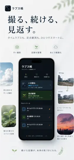 Captura de pantalla de ラプス帳 - タイムラプス・定点観測カメラ en iPhone 1