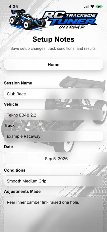 RC Trackside Tuner - RC Setup screenshot 5 of 5