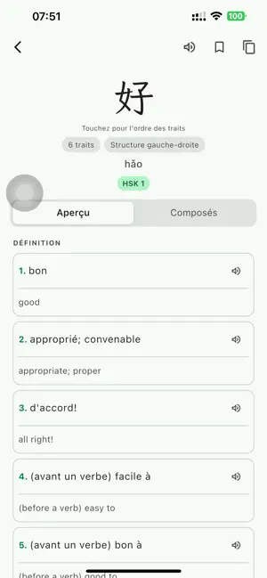 Chinese-French dictionary screenshot 2