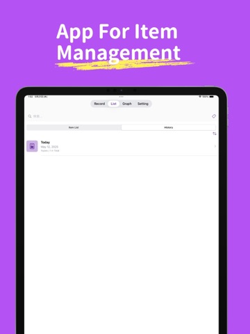 Item Manager with History iPad screenshot