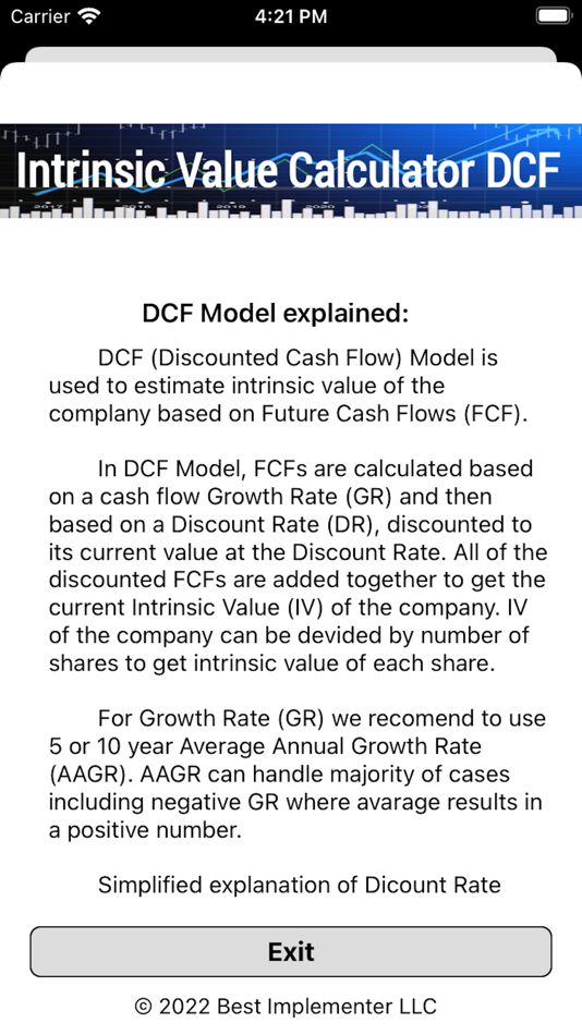 #5. Intrinsic Value Calculator DCF (iOS) By: Best Implementer LLC
