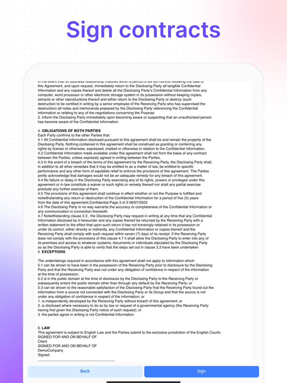 Sense Workplace iPad screenshot