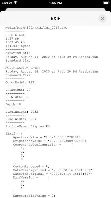 EXIFarium Metadata Info screenshot 2 of 5