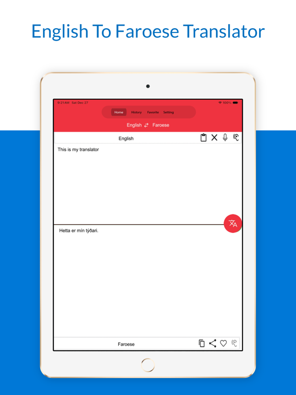English To Faroese Translator iPad screenshot