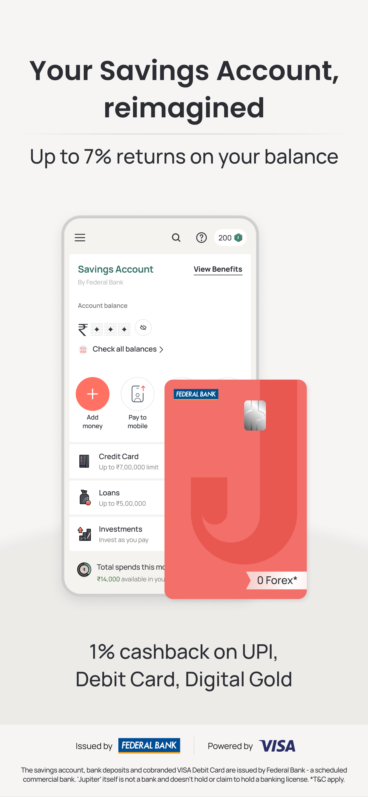 Jupiter: Cards, UPI, Banking