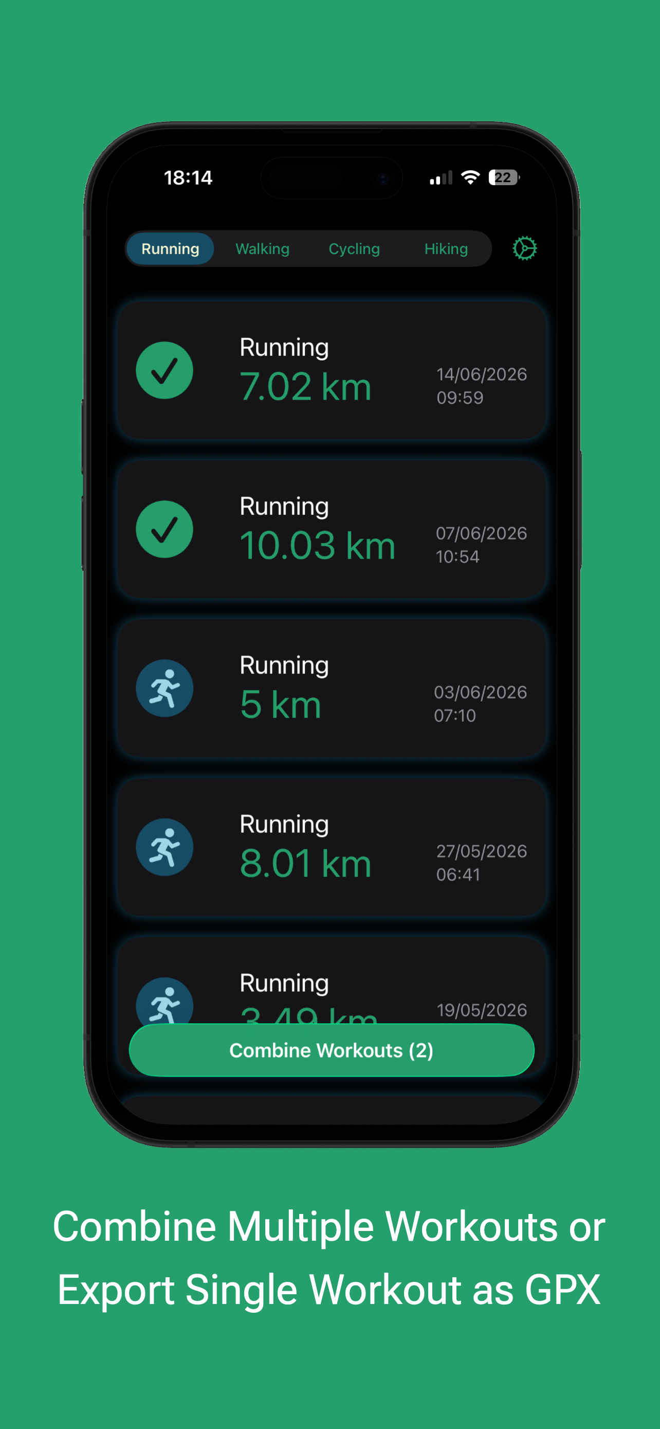 Combine Workouts: Export GPX