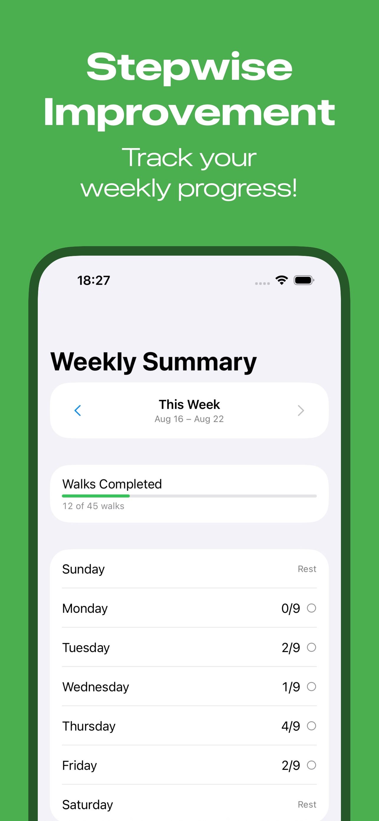 StepWise Improvements: Walking screenshot 2