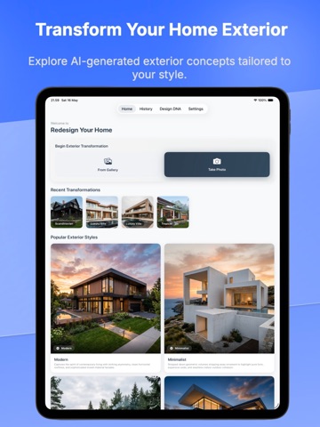 AI Home Exterior Studio iPad screenshot