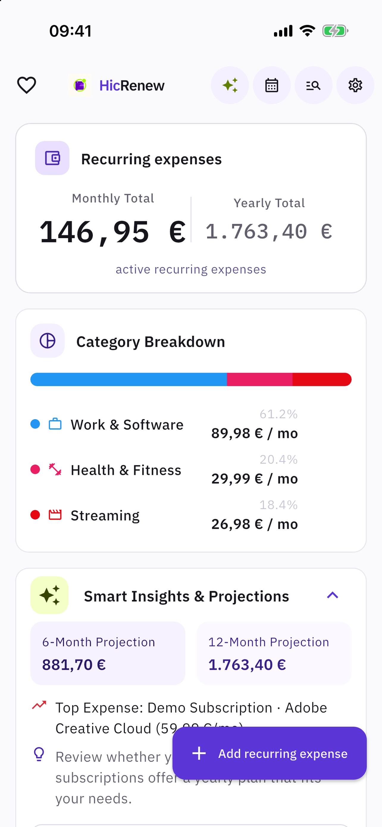 Screenshot 2 of HicRenew: Subscription Tracker