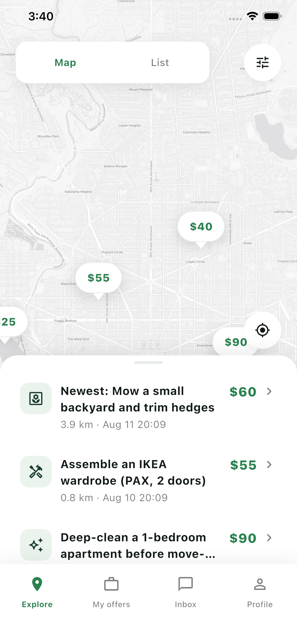 Screenshot 1 of GigMap: Paid Tasks Near You