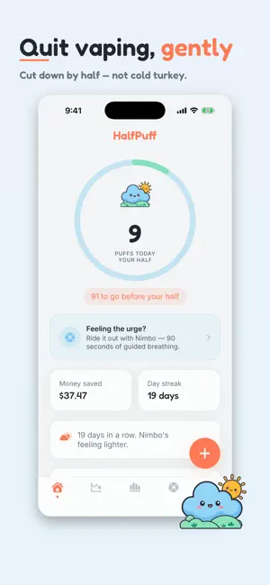Quit Vaping Tracker - HalfPuff screenshot 1