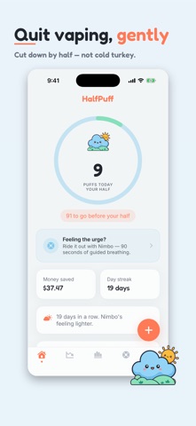 Quit Vaping Tracker - HalfPuff Screenshot 1 of 7