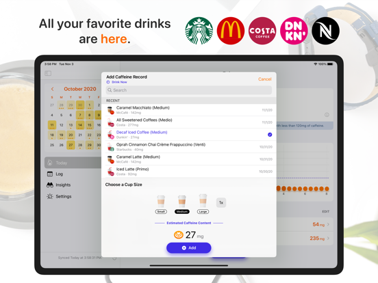 Screenshot #5 pour HiCoffee - Caffeine Tracker