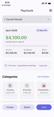 PayChunk - Cash Budget App iPhone screenshot