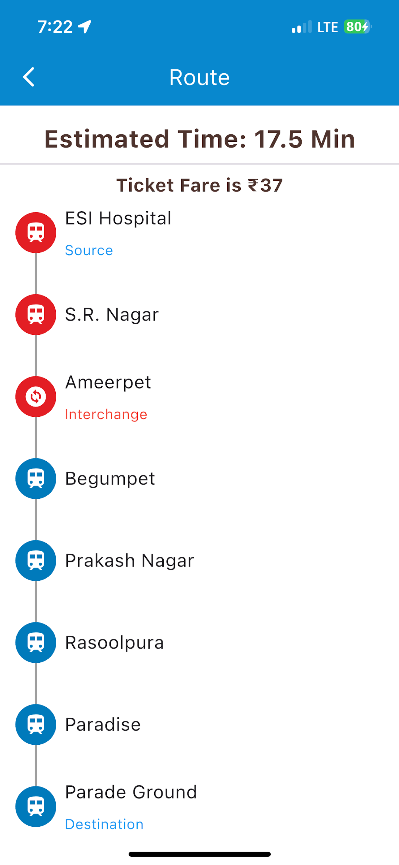 Hyderabad Metro Timing & Route