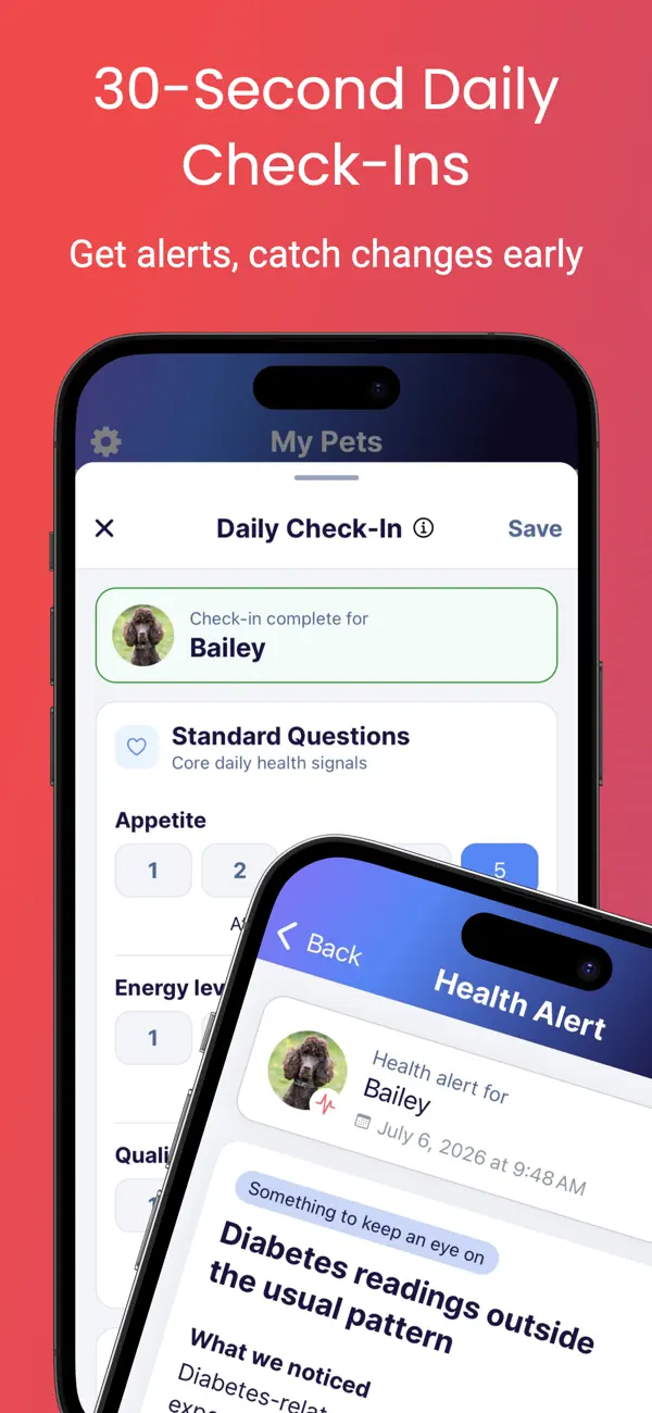 Every Wag: Dog & Cat Health iOS app screenshot showing feature 2