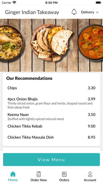 Ginger Indian Takeaway. Screenshot