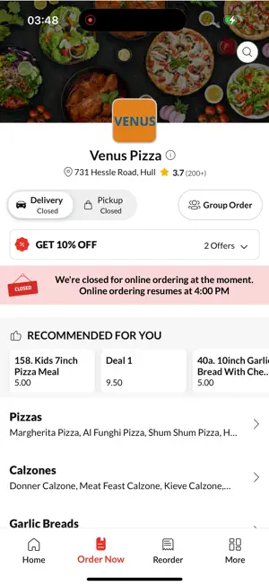 Venus Pizza Hull screenshot 2