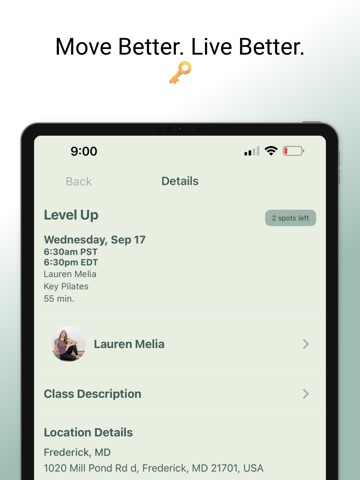 Key Pilates iPad screenshot