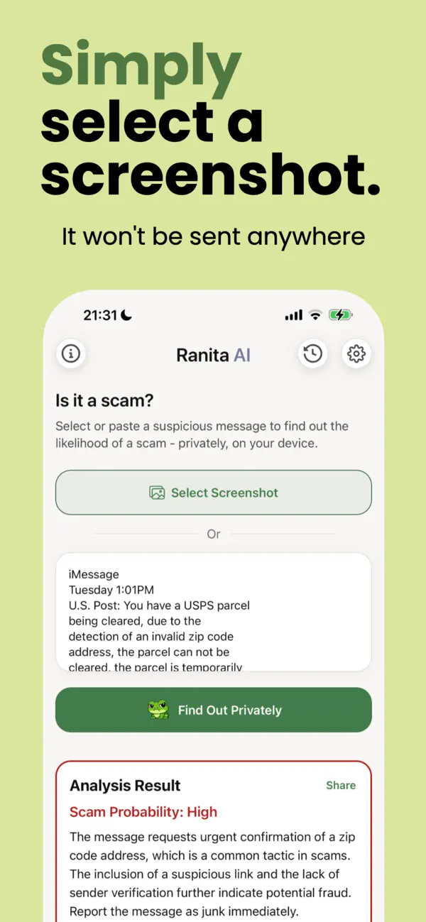 Screenshot #2 pour Ranita AI: Scam Detector