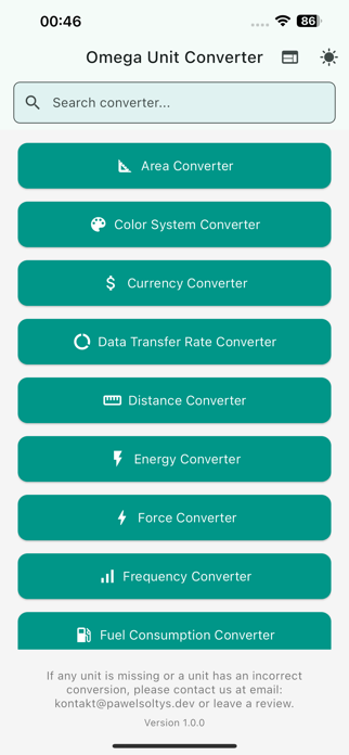 Omega Unit Converter Screenshot 2 of 7