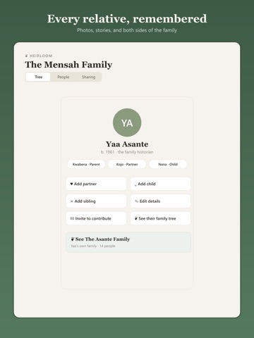 Heirloom Family Tree iPad screenshot