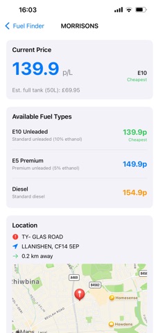 UKFuelFinder iPhone screenshot